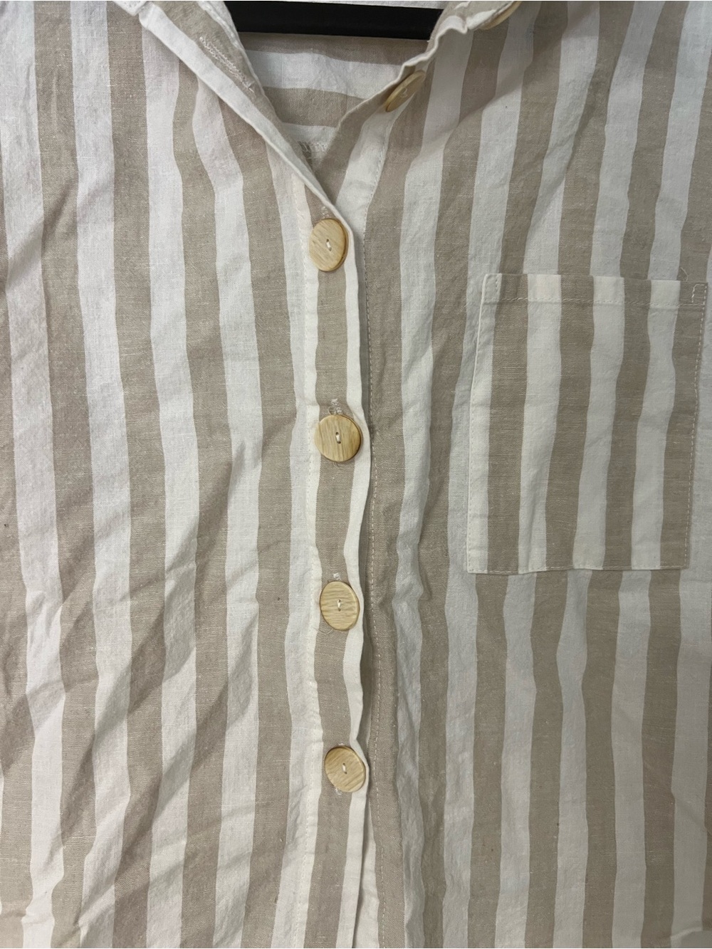Rylee + Cru Beige & White Striped Linen Button-Up Matching Set Coastal Resort - Picture 4 of 9